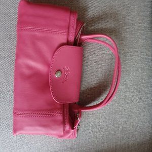 Longchamp LePliage Cuir Leather tote with zipper in pink